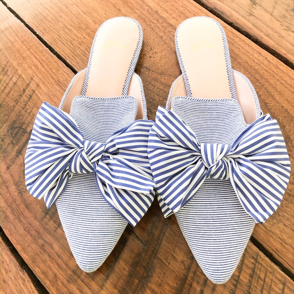 J.Crew Loafer Mule Bow Striped Flats